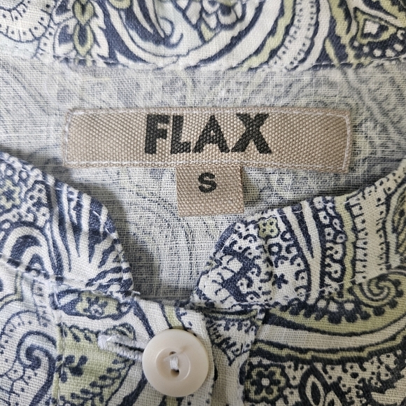 Flax Linen Paisley Long Sleeve Tunic Size S - Picture 7 of 9